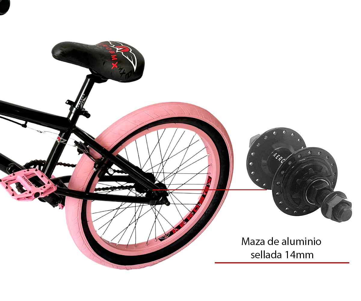Bicicleta Bmx Aerobmx R20 Centro Mid Volador Pro Maza 14mm Negro-rosa