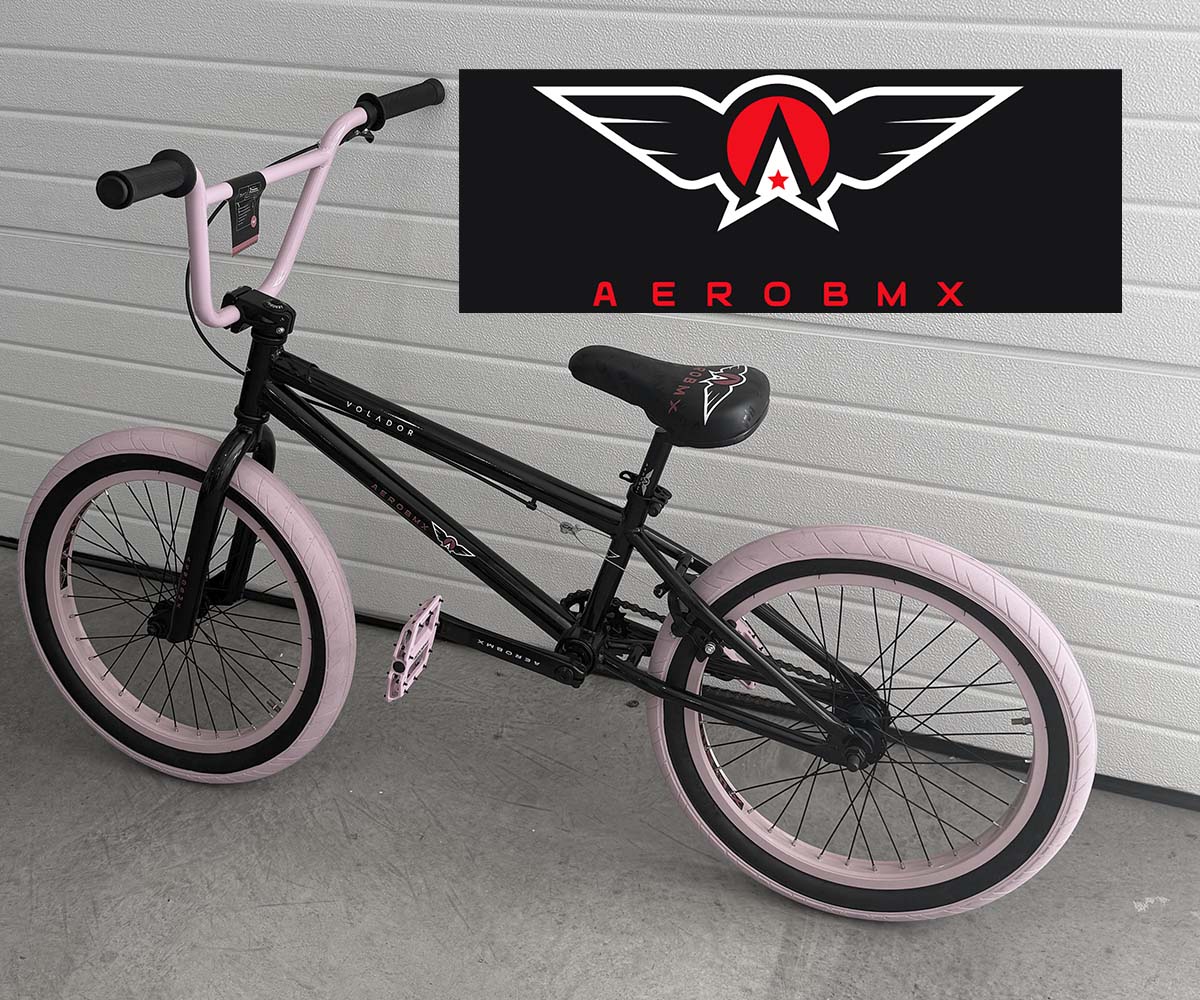Bicicleta Bmx Aerobmx R20 Centro Mid Volador Negro-Rosa
