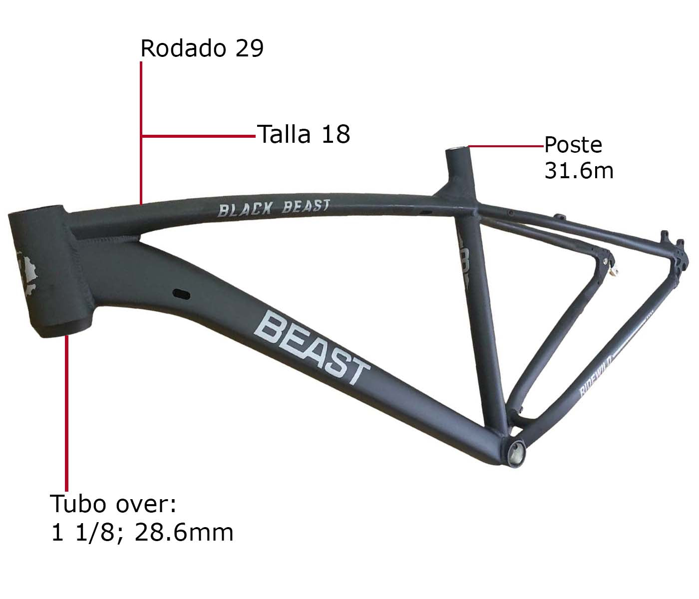 Cuadro Mtb 29 Bicicleta Montaña Aluminio Beast Talla M