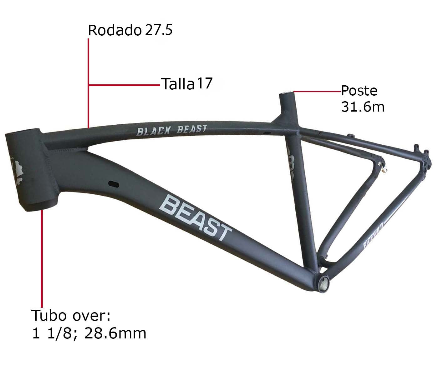 Cuadro Mtb 27.5 Bicicleta Montaña Aluminio Beast Talla M 17