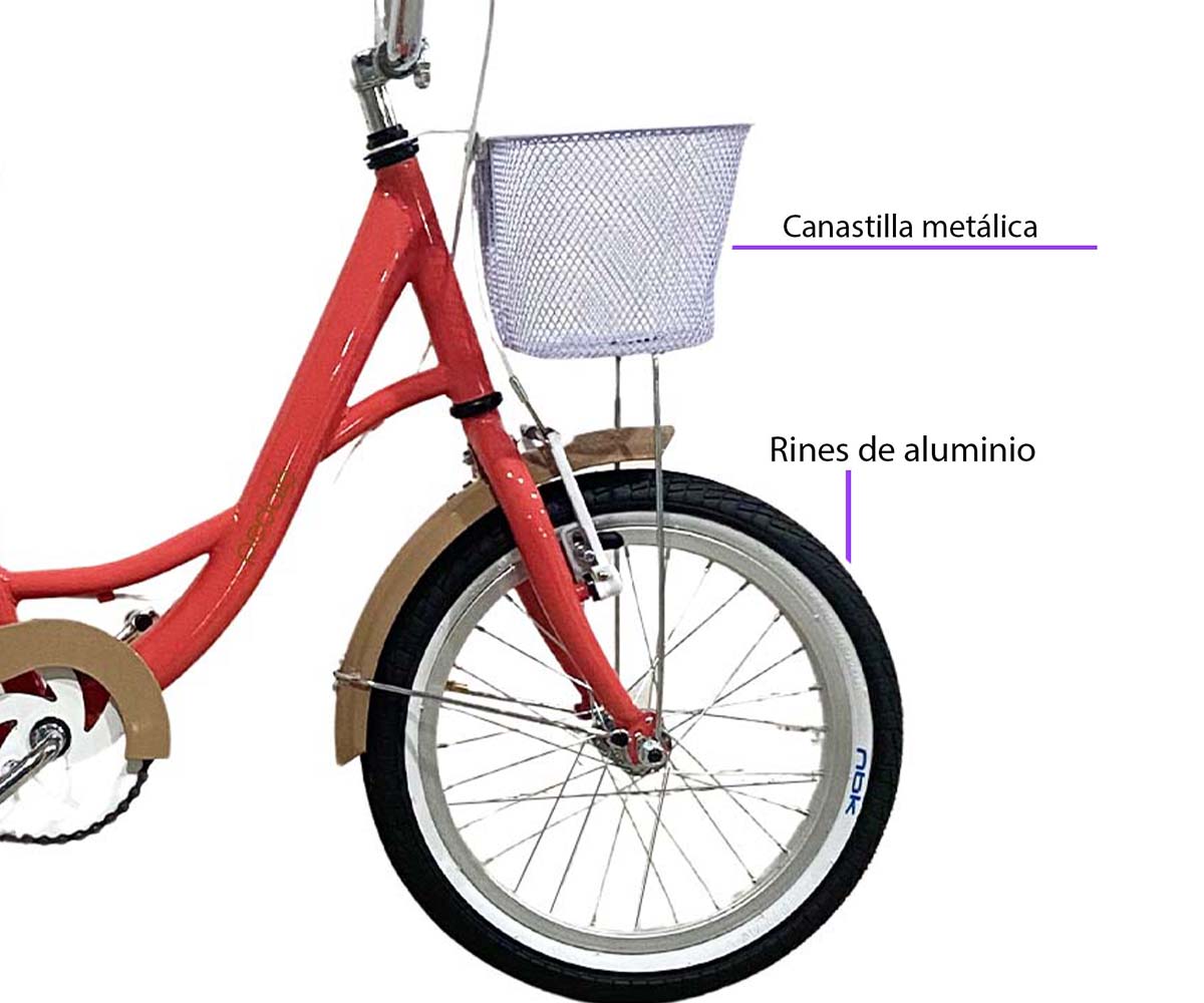 Bicicleta Infantil para Niña Rodado 20 Pedalé Color Salmón