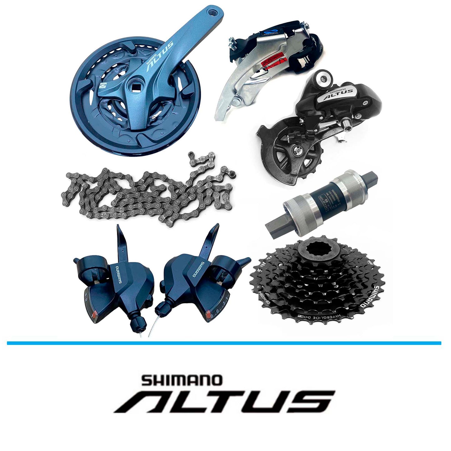 Transmisión Completa Grupo Shimano 3x8 Pasos Altus