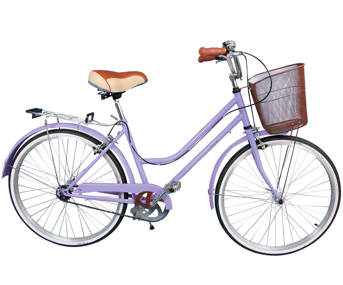Bicicleta Vintage con canasta Pedalé Rodado 26 Lila