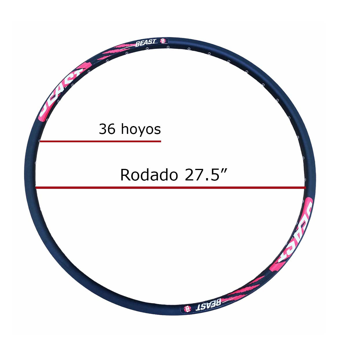 Aro Rin 26 Ojillado Beast De Aluminio Doble Pared 36h