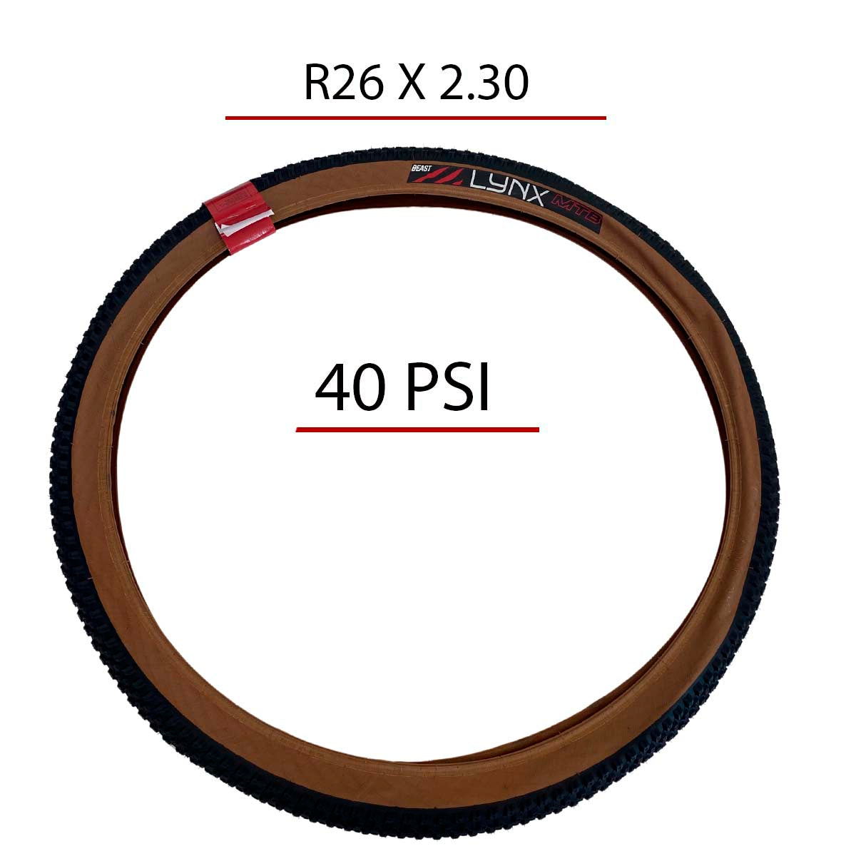 Llanta Bicicleta Montaña Mtb Rodada 26 X 2.30 Beast Lynx Negra Ambar