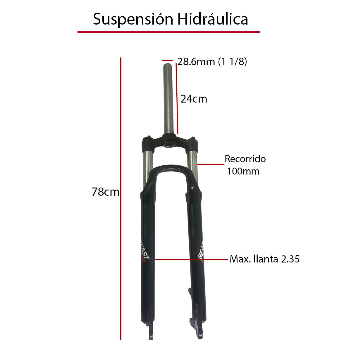 Tijera De Suspensión Bici Beast Mtb 29 Freno de Disco con Bloqueo
