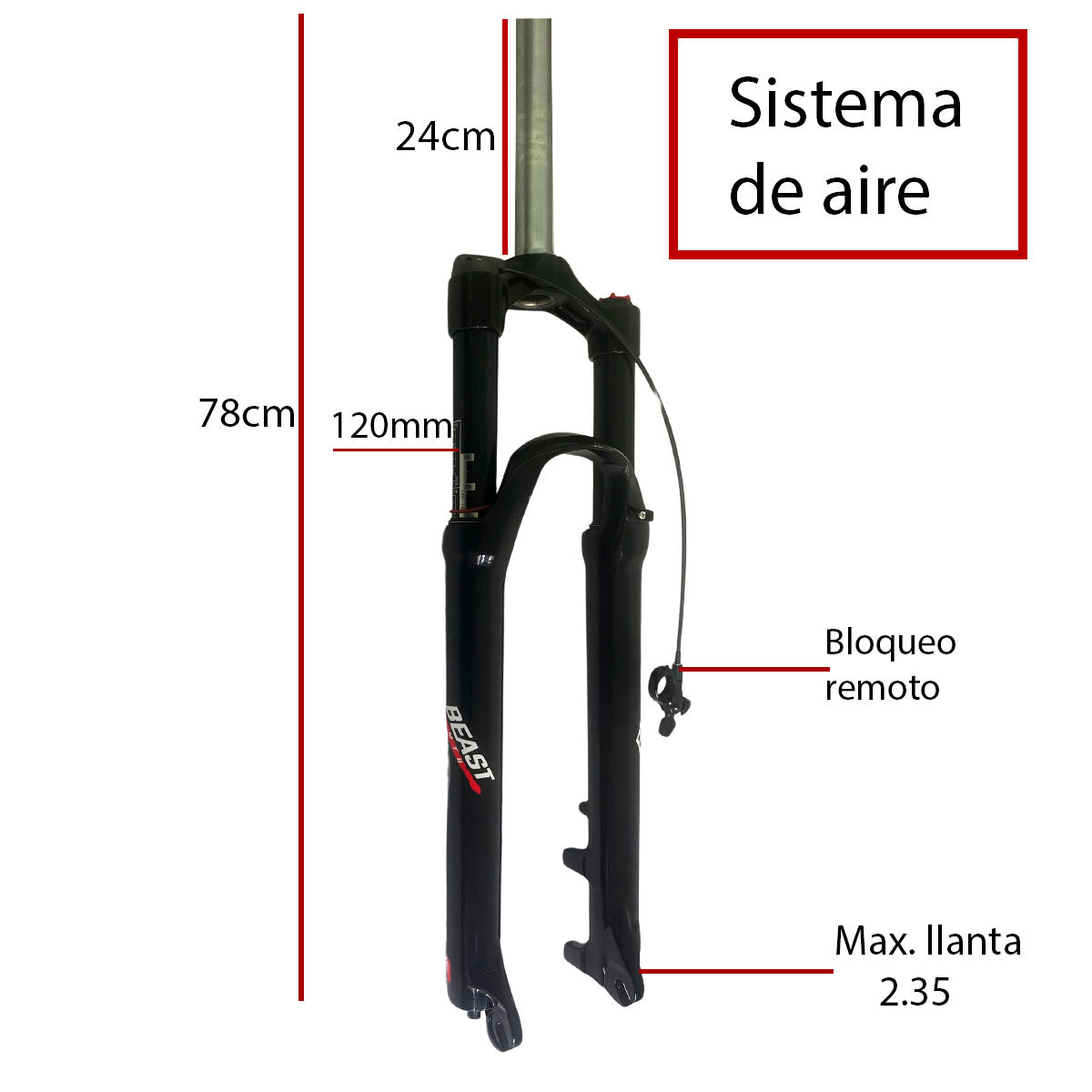 Bicicleta de Montaña Rodado 29 Beast Mtb de 11 Pasos con Tijera De Aire Negro-rojo