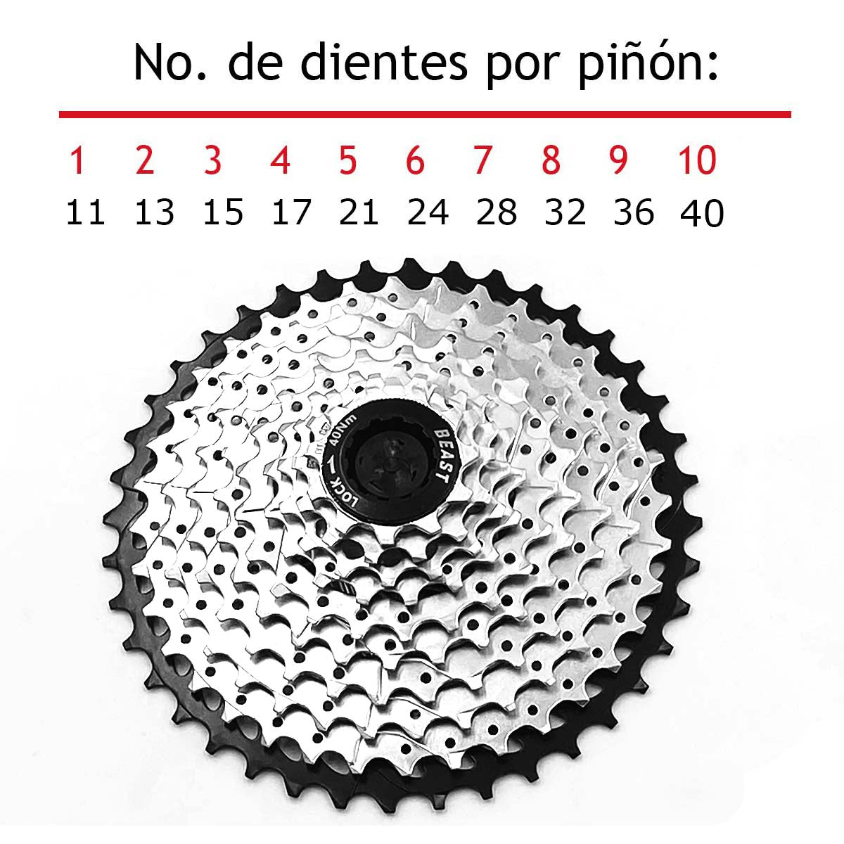 Cassette Sprocket Mtb Beast 10 Pasos 11-40d