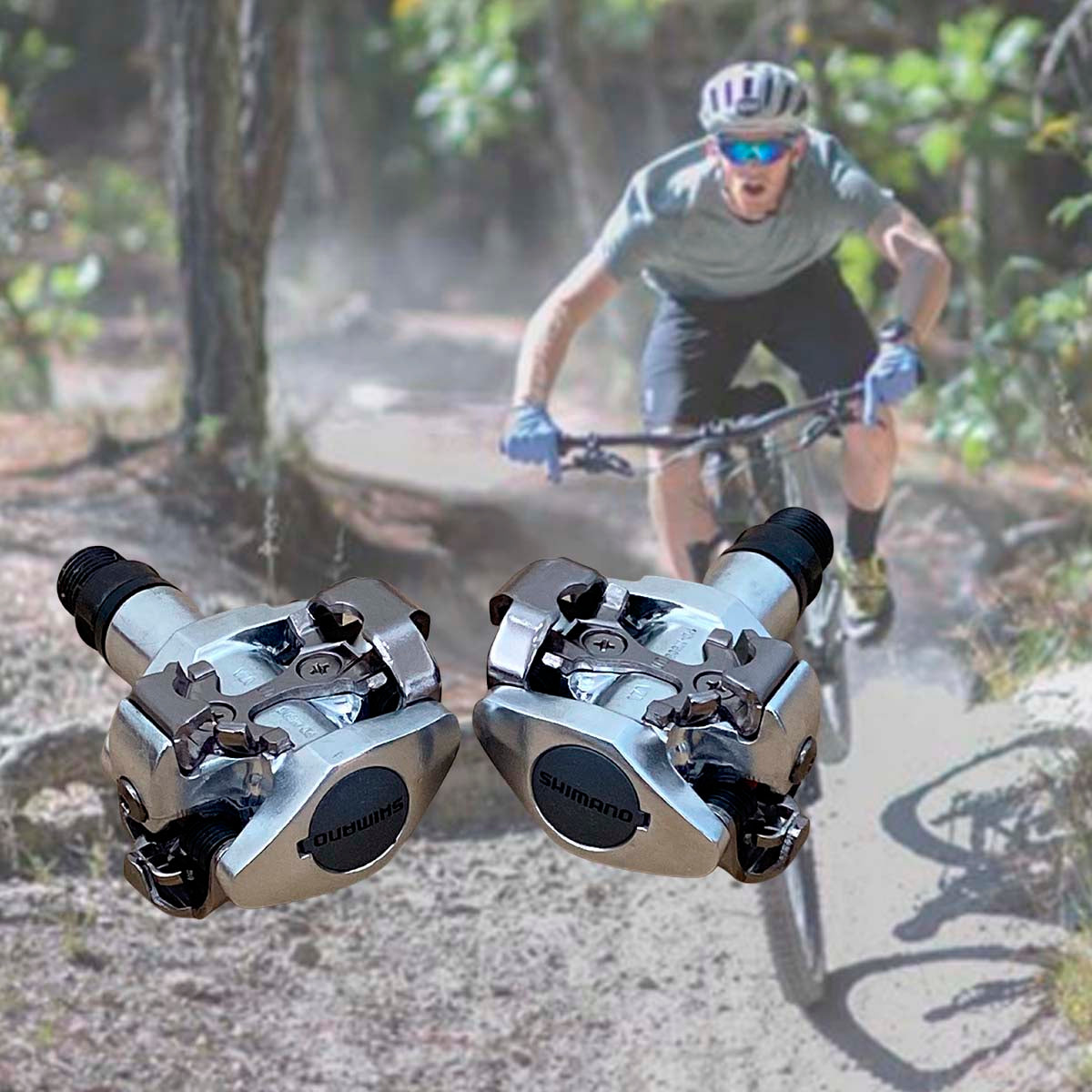 Pedales Shimano Bicicleta Mtb Contacto Placas Pd-m505s