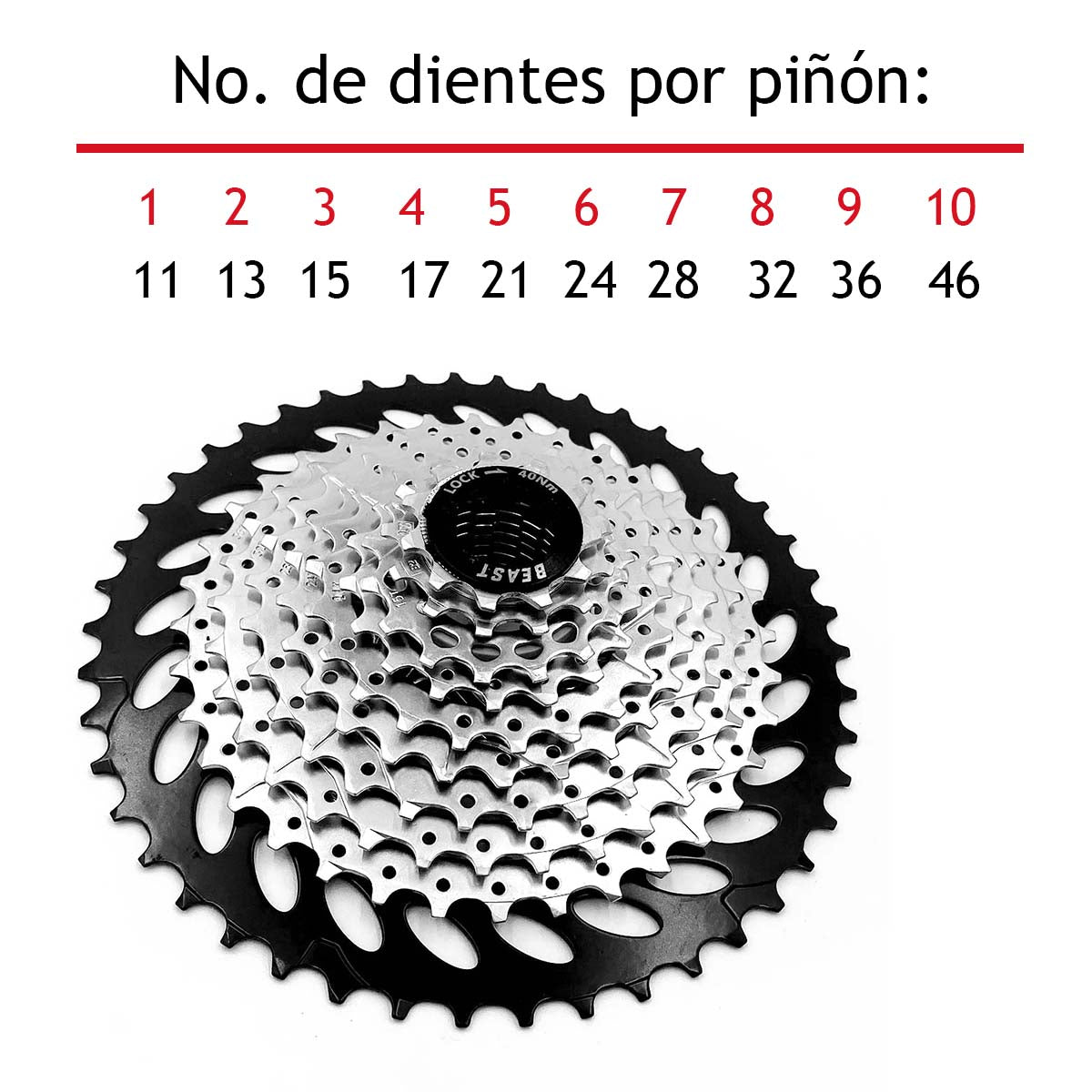 Cassette Sprocket Mtb Beast 10 Pasos 11-46D