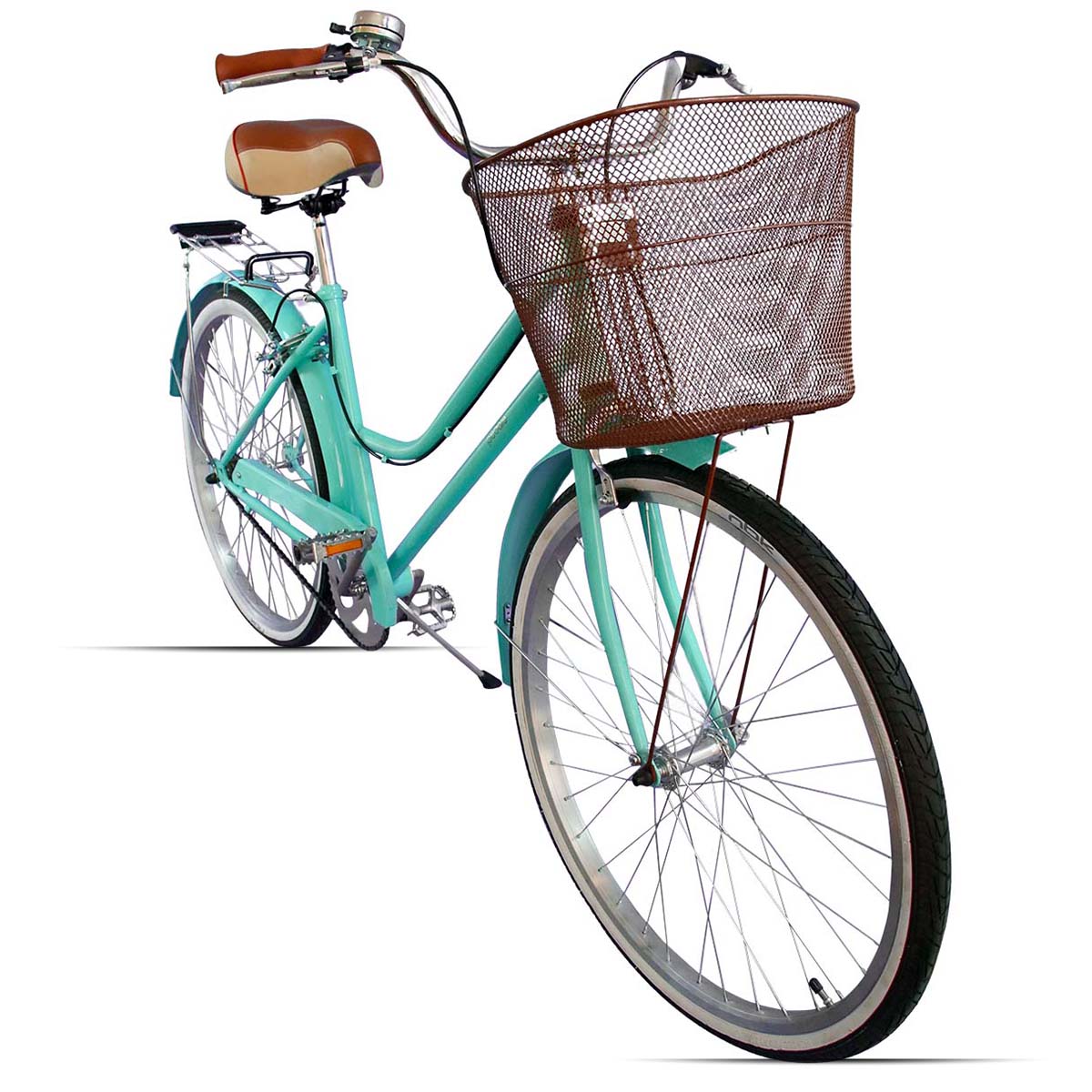 Bicicleta Rodado 26 Modelo Vintage Pedalé con Canasta para Mujer color menta
