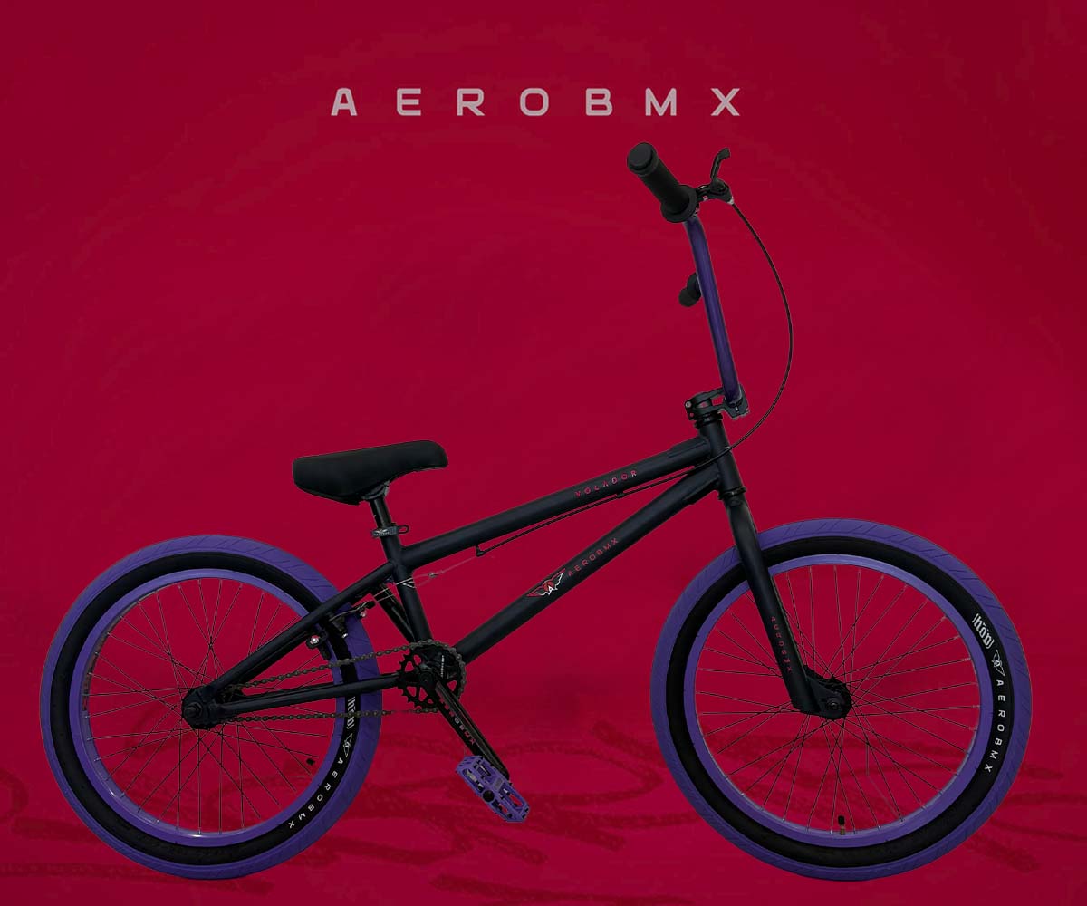 Bicicleta Bmx Aerobmx R20 Centro Mid Volador Negro-Morado