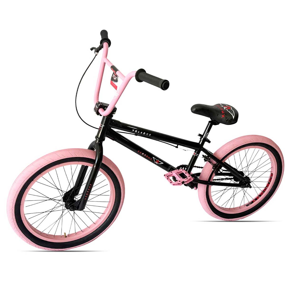 Bicicleta Bmx Aerobmx R20 Centro Mid Volador Pro maza eje 14mm color negro-rosa