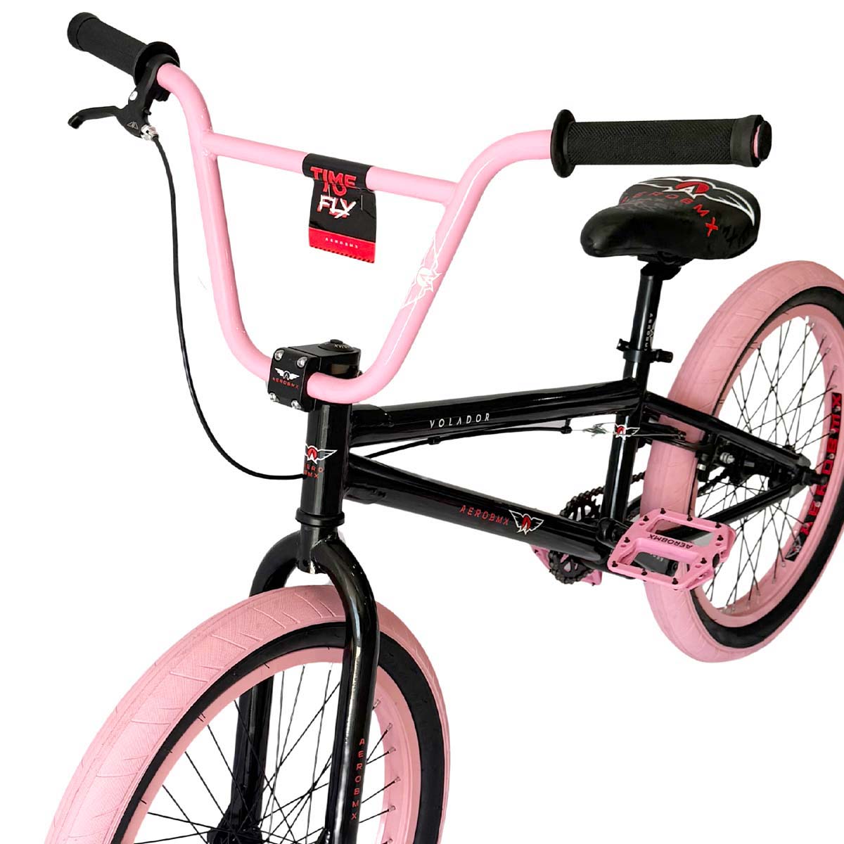 Bicicleta Bmx Aerobmx R20 Centro Mid Volador Pro maza eje 14mm color negro-rosa