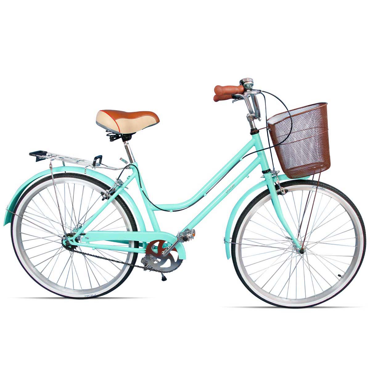 Bicicleta Rodado 26 Modelo Vintage Pedalé con Canasta para Mujer color menta