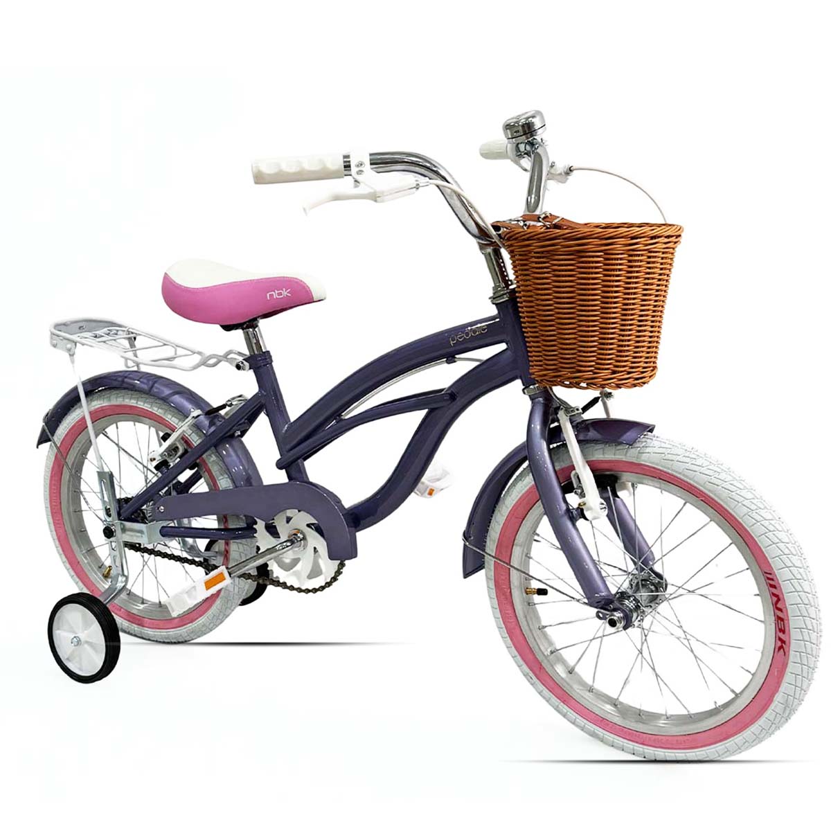 Bicicleta Infantil para Niña Rodado 16 Pedalé Classic Color morado con canasta
