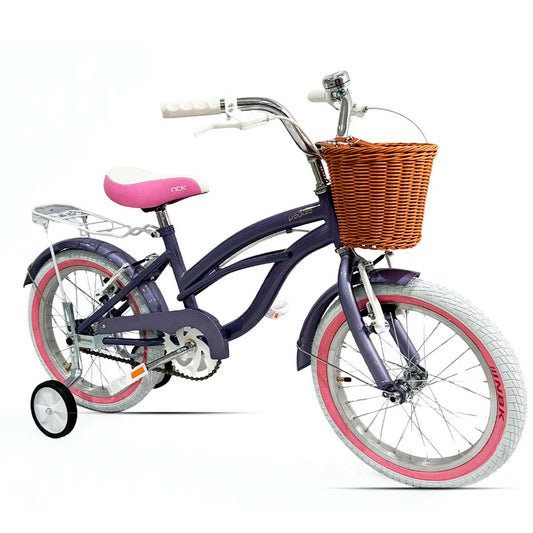 Bicicleta Infantil para Niña Rodado 16 Pedalé Classic Color morado con canasta