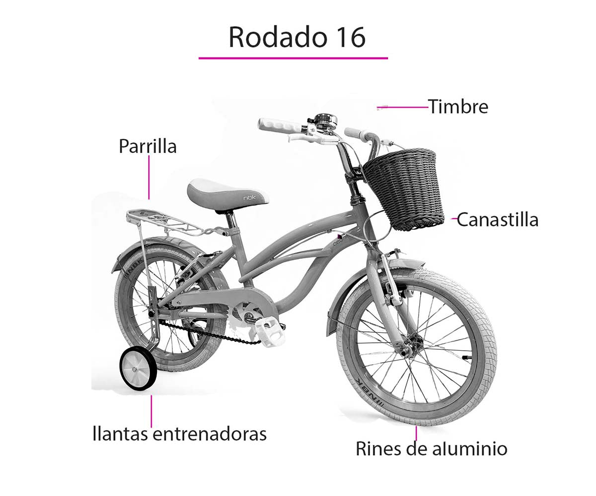 Bicicleta Infantil para Niña Rodado 16 Pedalé Classic Color morado con canasta