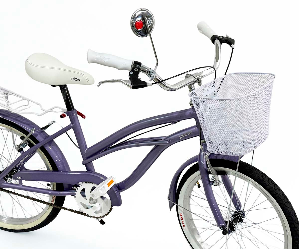 Bicicleta Infantil para Niña Rodado 20 Pedalé Modelo Classic Color lila con canasta