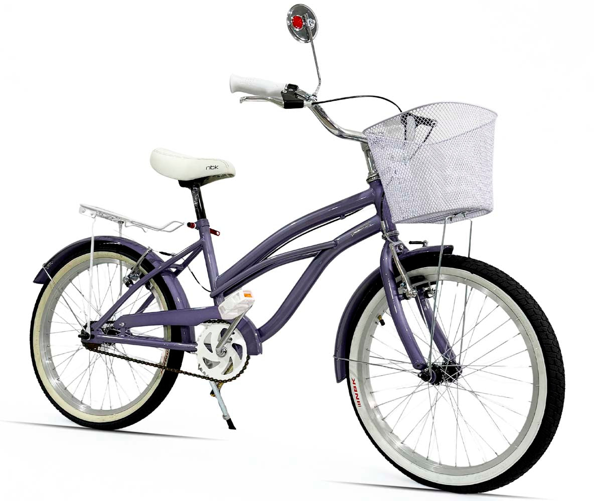 Bicicleta Infantil para Niña Rodado 20 Pedalé Modelo Classic Color lila con canasta