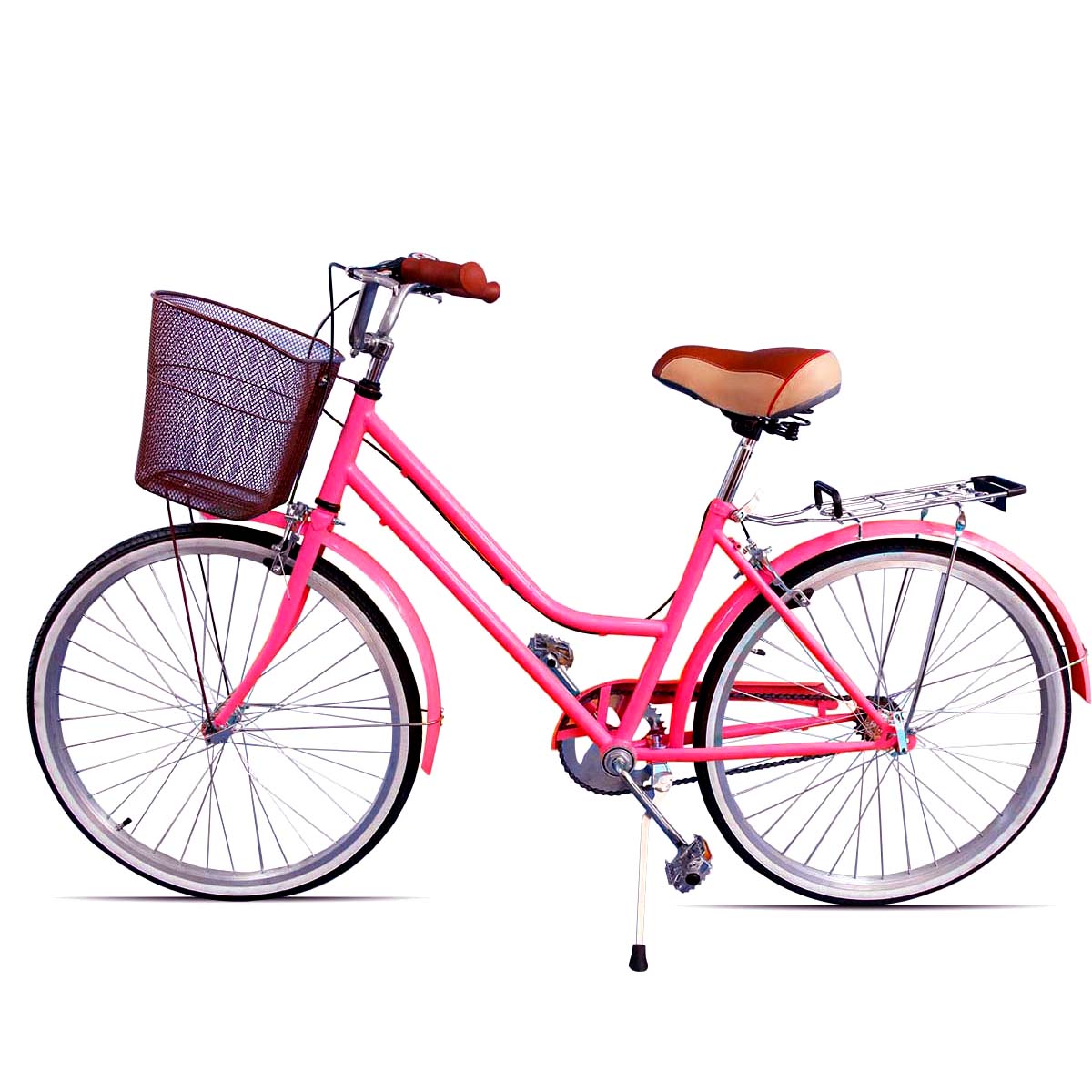 Bicicleta Rodado 26 Modelo Vintage Pedalé con Canasta para Mujer color fucsia