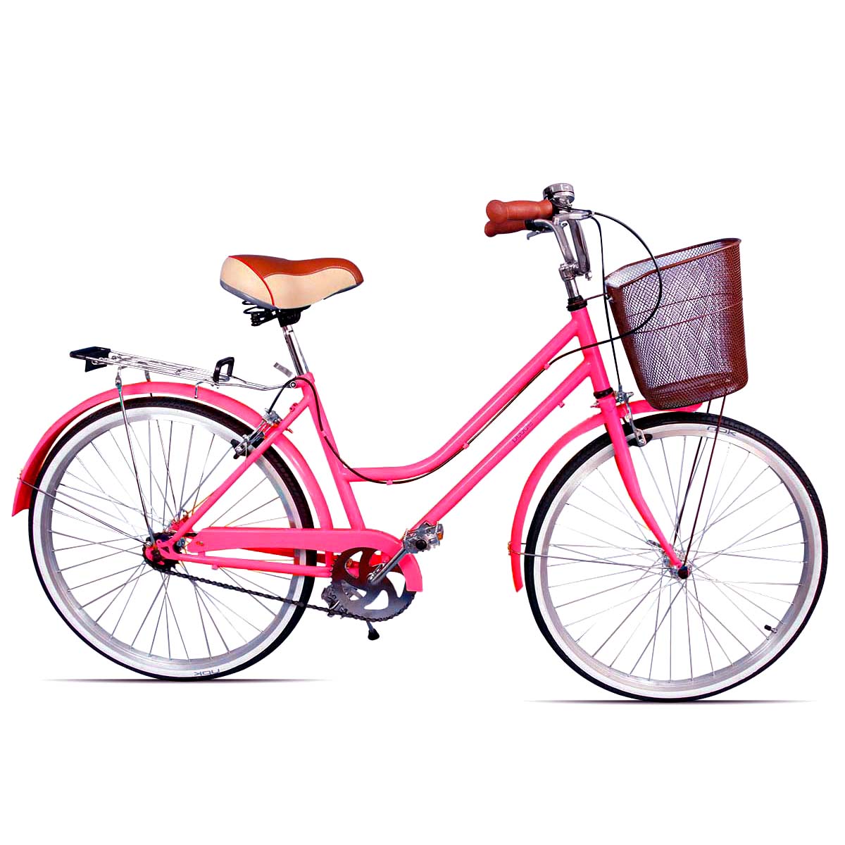 Bicicleta Rodado 26 Modelo Vintage Pedalé con Canasta para Mujer color fucsia