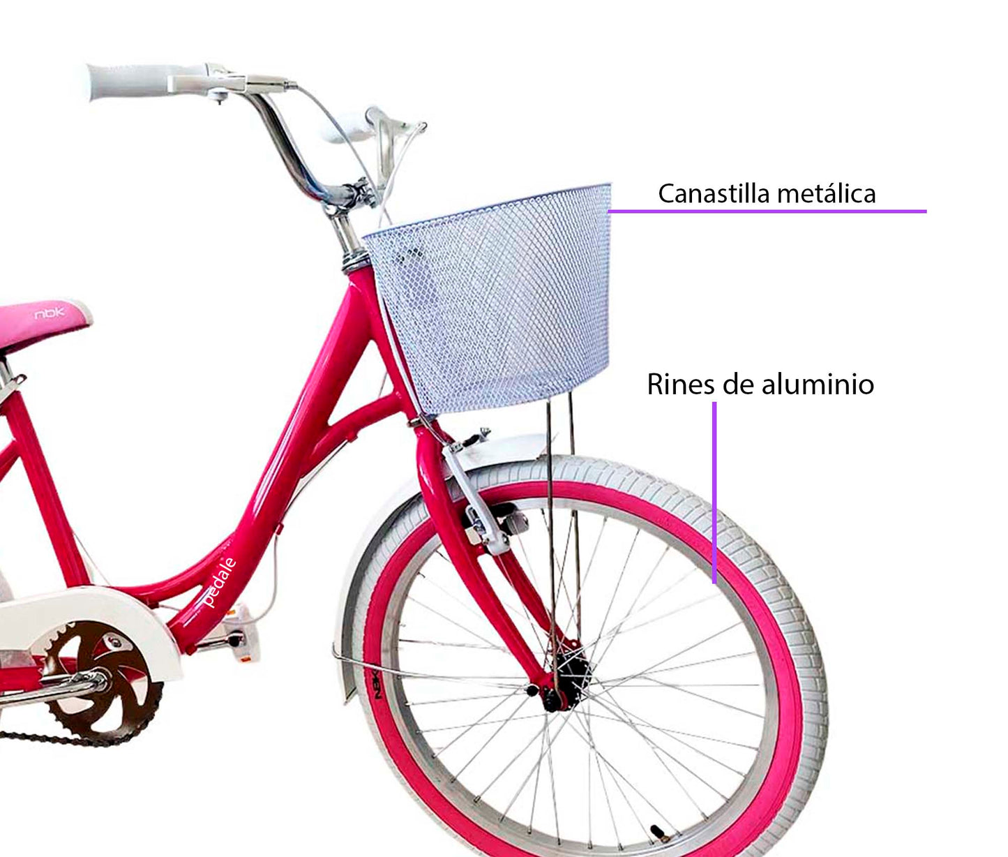 Bicicleta Para Niña Rodado 20 Infantil Pedalé Mod. BonBon Rosa