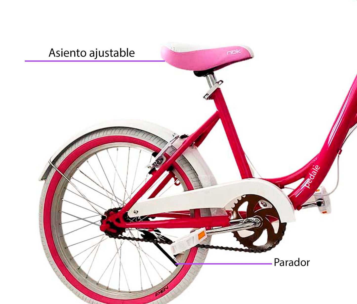 Bicicleta Para Niña Rodado 20 Infantil Pedalé Mod. BonBon Rosa