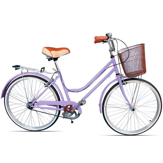 Bicicleta Rodado 26 Modelo Vintage Pedalé con Canasta para Mujer color lila