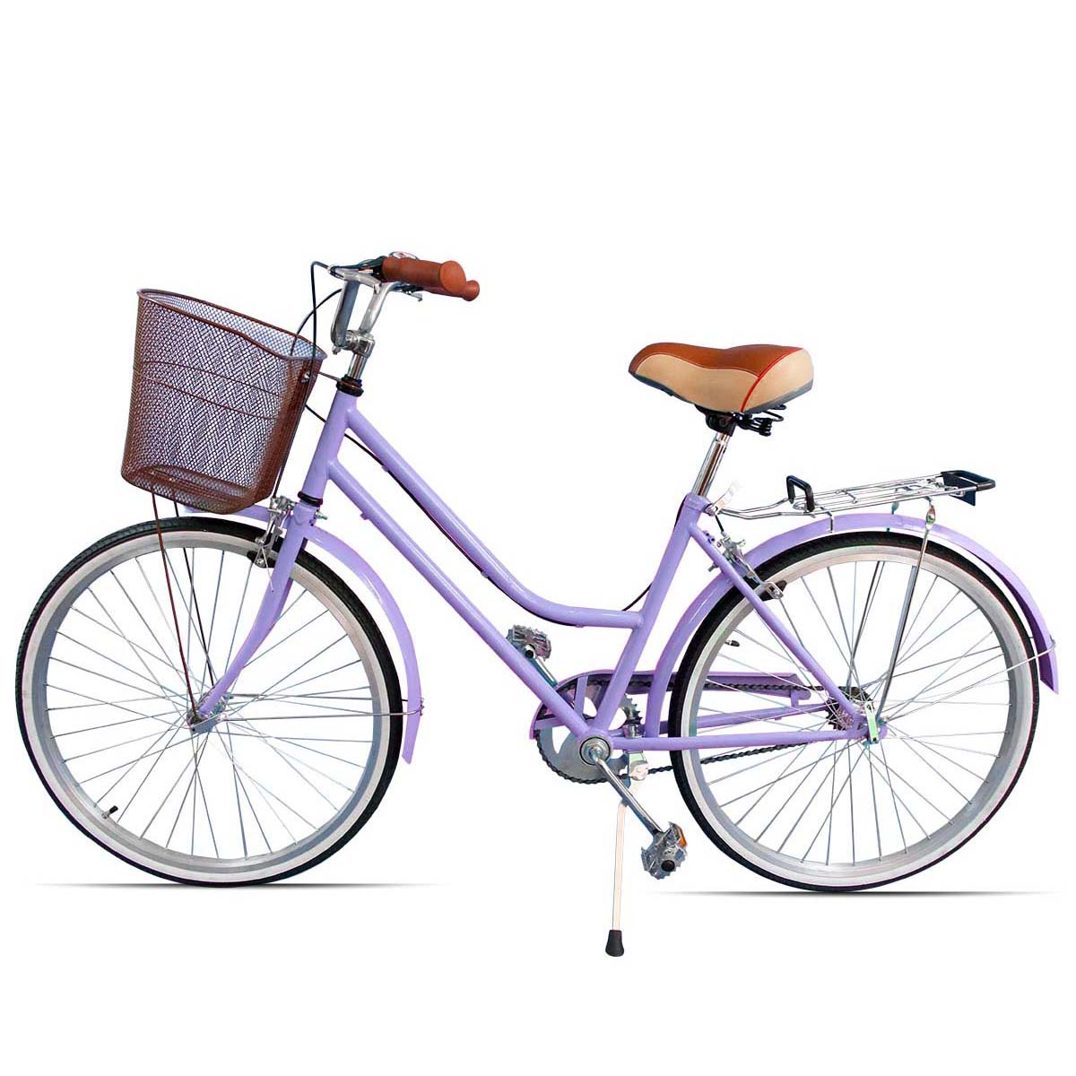 Bicicleta Rodado 26 Modelo Vintage Pedalé con Canasta para Mujer color lila