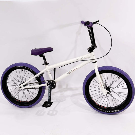 Bicicleta Bmx Aerobmx R20 Centro Mid Volador Pro maza eje 14mm color Blanco-morado
