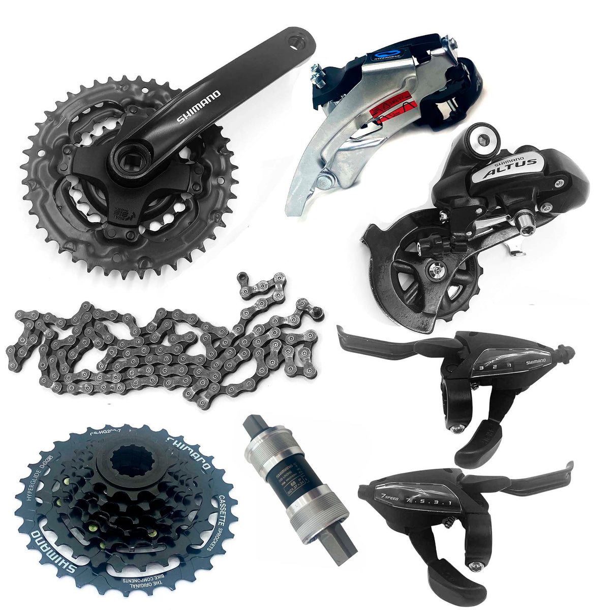 Transmisión Completa Grupo Shimano 3x7 Pasos Altus – Pedalé