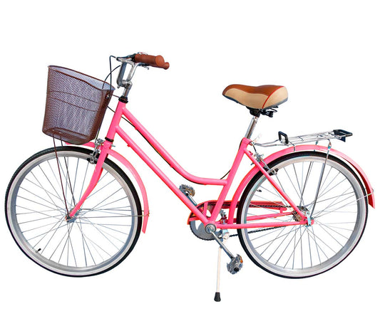 Bicicleta Vintage con canasta Pedalé Rodado 26 Fucsia