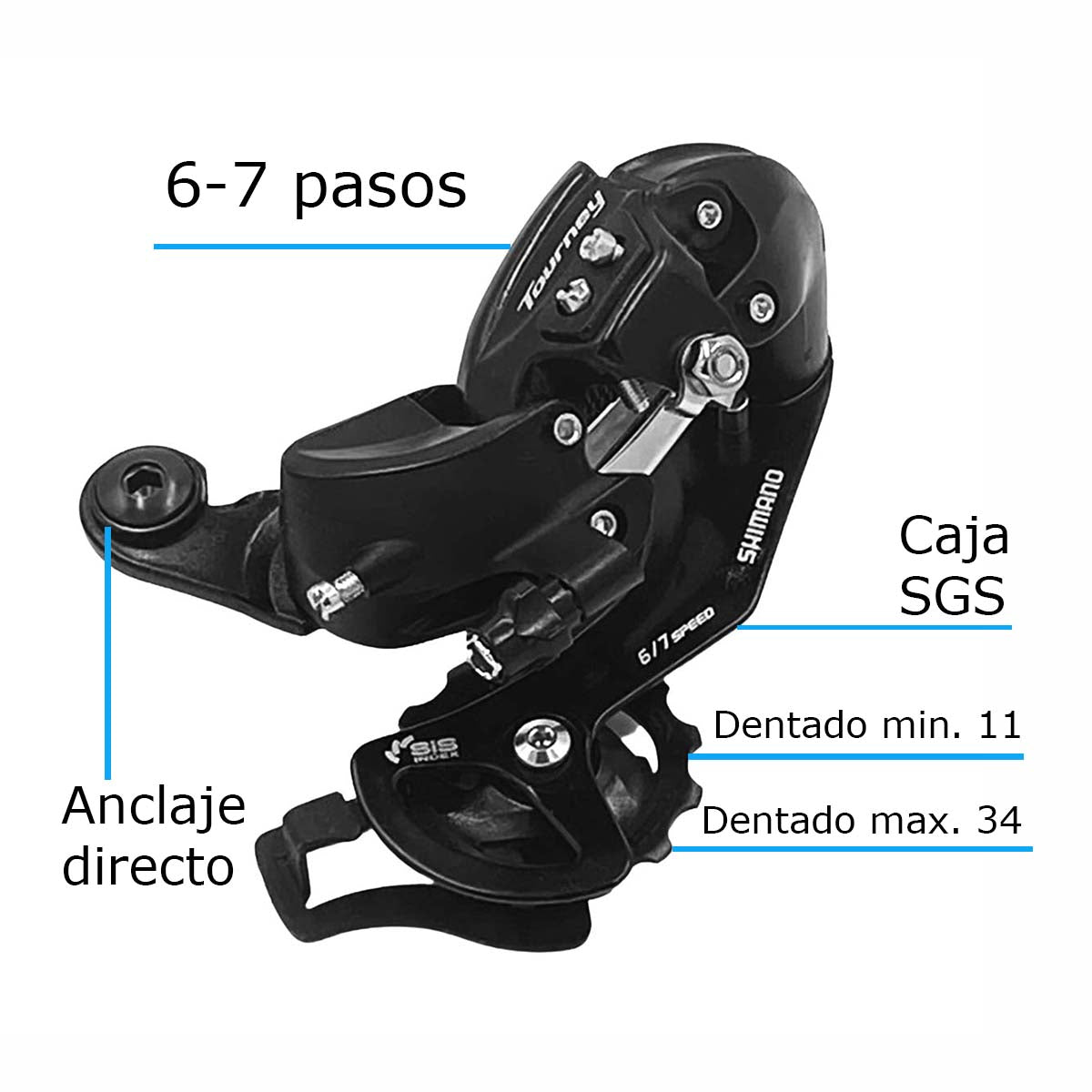 Cambio Shimano Tourney RD-TY 300B 6 - 7 Velocidades Con Gancho Cambio Shimano Tourney RD-TY 300B 6 - 7 Velocidades Con Gancho