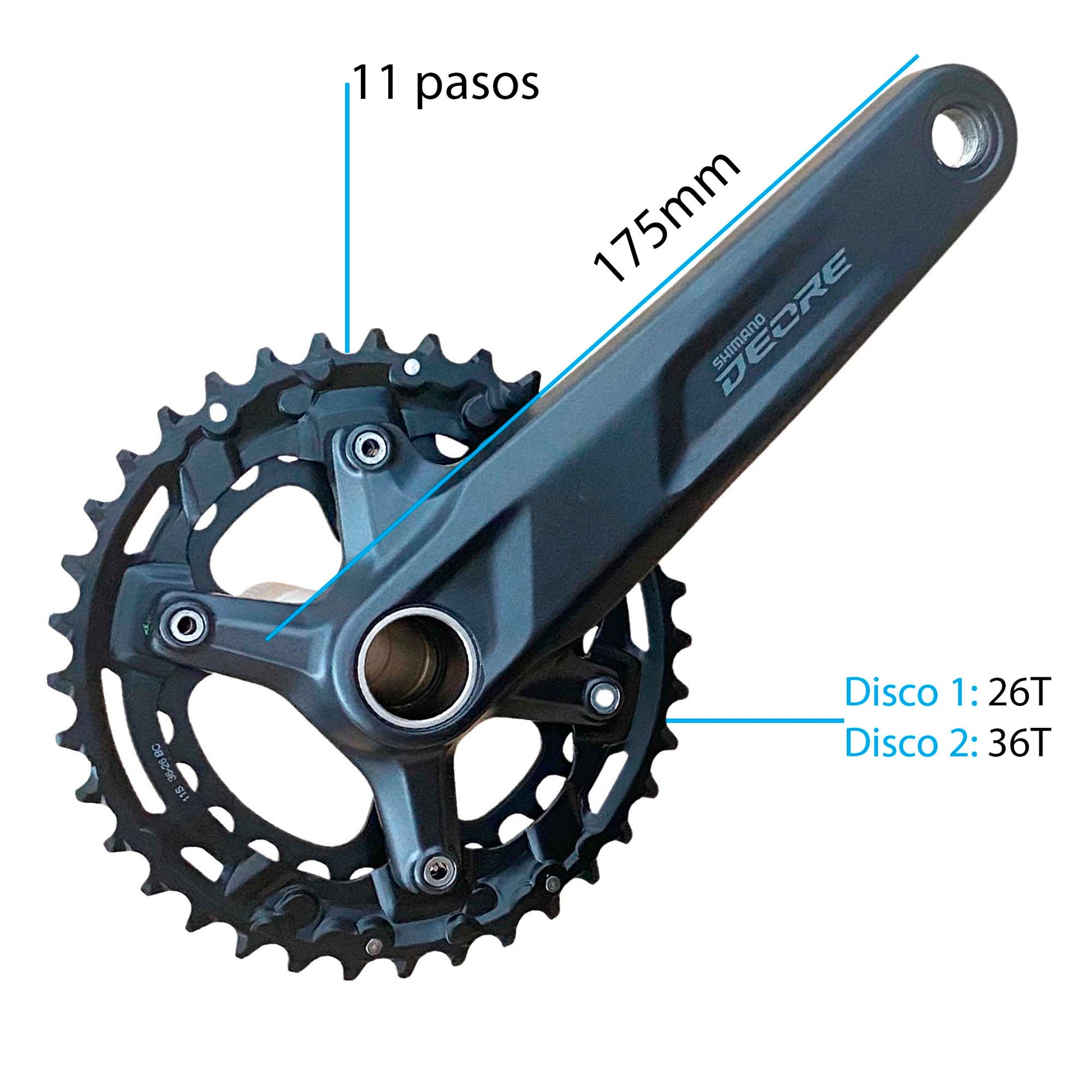 SHIANO Deore FC-5100-B2 Pédalier 175 11 vitesses 36/26 dents Noir SHIANO Deore FC-5100-B2 Pédalier 175 11 vitesses 36/26 dents Noir
