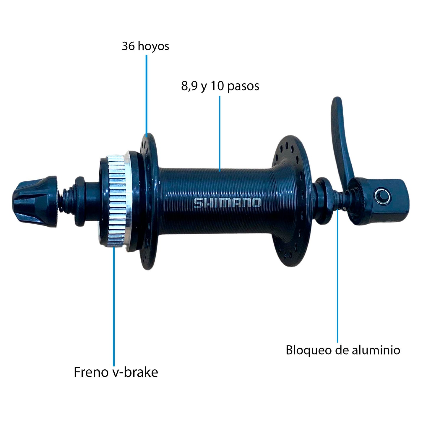 Maza Delantera Shimano Tourney Tx-500 V Brake 8/9/10 Velocidades